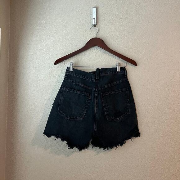 Agolde Women’s Criss Cross Black Denim Cut Off Jean Shorts Asymmetrical Waist 25 - Picture 5 of 7
